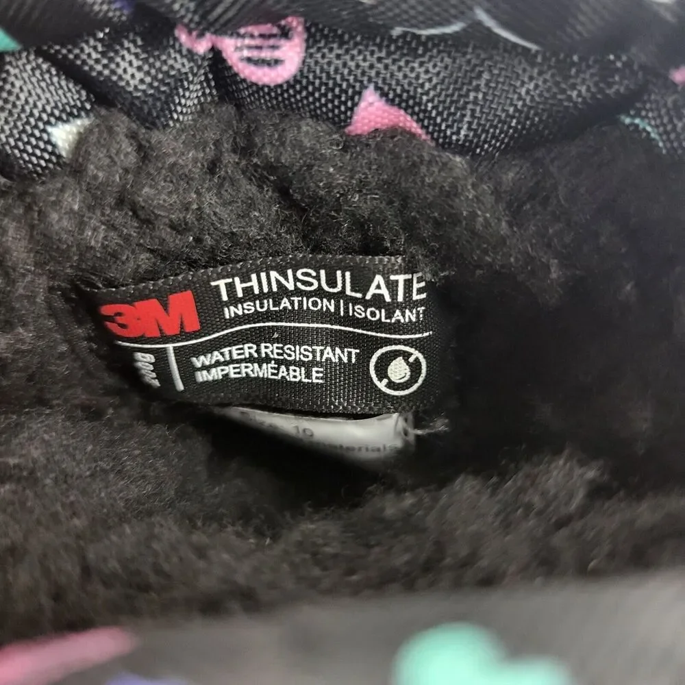 Northside Frosty Polar Boots Toddler Black Purple Hearts 3M Thinsulate Size 10